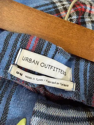 Urban Outfitters Blue Plaid Knit Flare Pants M thumbnail 3