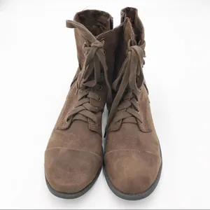 Lane Bryant Brown Perforated Fabric Combat Boots thumbnail 4