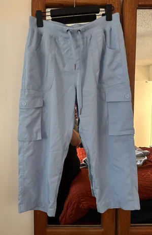 Outdoorsports Light Blue Stretch Cargo Capri Pants Lightweight Cooling Size L thumbnail 1