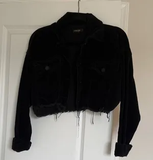 Black Cropped corduroy Jacket thumbnail 1