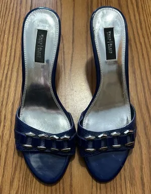 White House Black Market Prescot Blue Snakeskin Slip On Heels Size 8.5M thumbnail 1