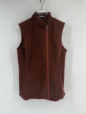 Athleta Stroll Fleece Moto Vest size‎ xs Rust Orange thumbnail 4