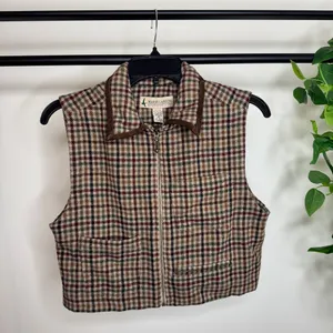 Vintage VTG Marsh Landing Cropped Plaid Wool Blend Vest size S Small thumbnail 5
