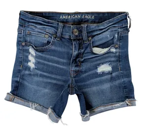 American Eagle Super Stretch Distressed Denim Shorts Dark Wash Blue Size‎ 2 thumbnail 1