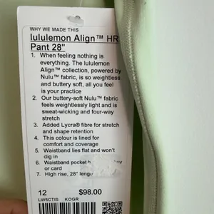 Lululemon Align HR Pant 28" Size 12 Kohlrabi Green NWT Yoga Sporty LW5CTIS thumbnail 4