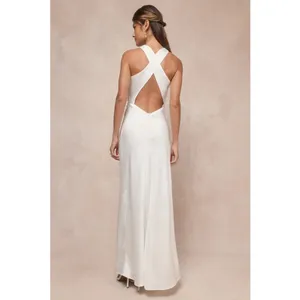 NWT Lulus Effortlessly Sensational White Satin Backless Maxi Dress Size Large thumbnail 2