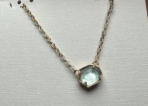 Kendra Scott Mabel Light Blue Rose Gold Tone Necklace Adjustable Length NWT thumbnail 2