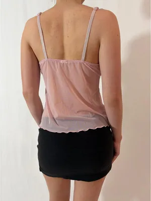 Sheer Angelic Pink Bow Embroidered Fairy Cami thumbnail 6