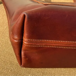 Lifetime Leather Co Brown Leather Large Tote Bag USA Handmade Zip Top thumbnail 7
