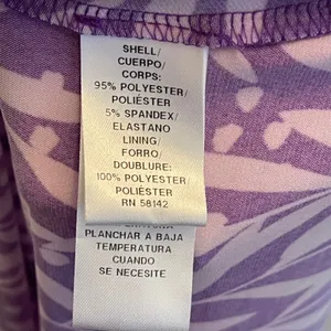 London Times Purple‎ White Leaf Print Flutter Sleeve V-Neck Midi Dress Womens 6 thumbnail 7