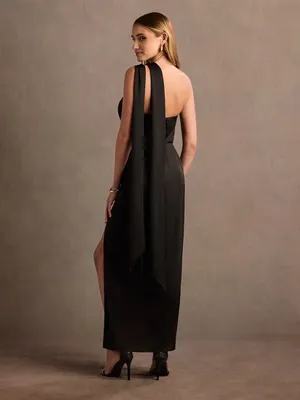 Azazie Atelier Olene Black Asymmetrical Maxi Dress thumbnail 2