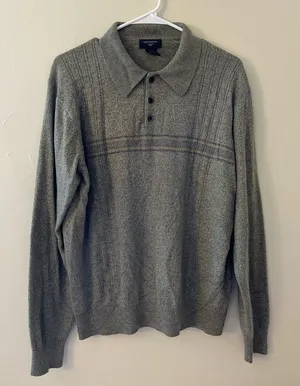 Dockers Grandpa Knit Sweater Academic Nerd Preppy Mature Fall‎ Top Women Large thumbnail 1
