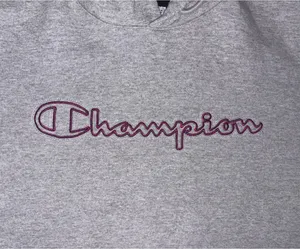 Champion Light Gray Pullover Hoodie with Red Script Logo thumbnail 3