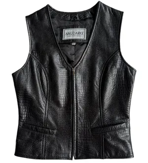 Saguaro‎ Black 100% Leather Vest Sz XS thumbnail 1