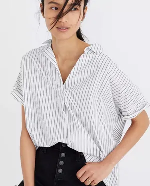 Madewell Courier Button-Back Shirt in Pure Stripe Size Small thumbnail 1