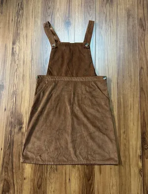 Wonder Nation Girls Ribbed Corduroy Overall Dress S XXL Brown Pockets Soft thumbnail 1