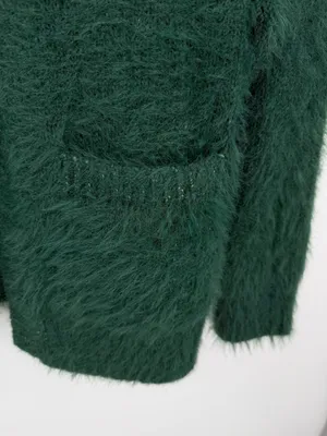 American Eagle Cardigan Women XS Green Fuzzy Knit Open Pockets Cozy Oversized thumbnail 3