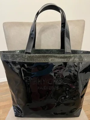Jimmy Choo Parfums Black Patent Tote Bag Large Glossy Shopper Bag thumbnail 4