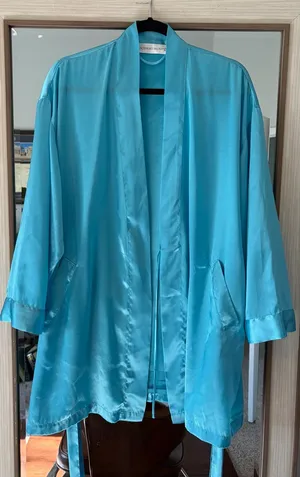 Vintage Victoria's 1996 Blue Kimono Robe One Size with belt Classic thumbnail 1