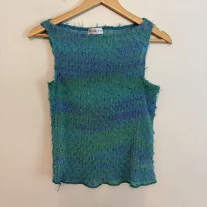 Ninety 2 Pc Skirt Set Medium Teal Blue Textured Sheer Sleeveless Y2K NWT thumbnail 3