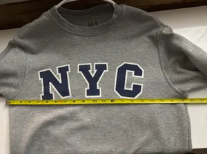 Fruit of the Loom Vintage NYC Crewneck Gray Sweatshirt, Size Small thumbnail 6