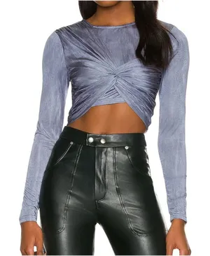 Superdown - Drew Twist Front Top in Slate Greyish Blue thumbnail 1