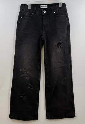 Disclosure NYC Leopard Patch Wide Leg Jeans 9/29 Black Y2K Distressed Baggy thumbnail 1