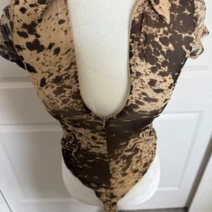 ZARA Animal Print Tulle Bodysuit thumbnail 4