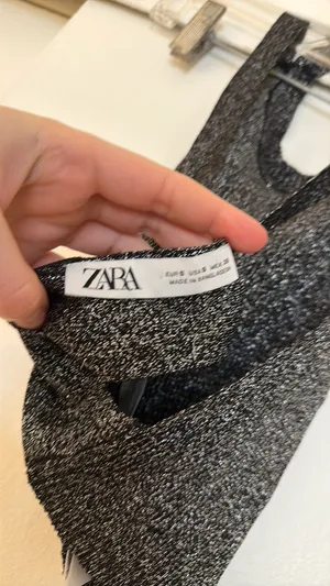 Zara black knit sparkly crop tank top small thumbnail 6