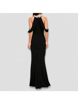 Lulus Pearl Halter Mermaid Maxi Dress Black XS NWT thumbnail 2