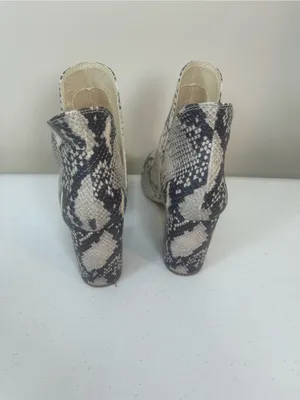 Steve Madden Snake-Print Ankle Boots in Black & Cream thumbnail 3
