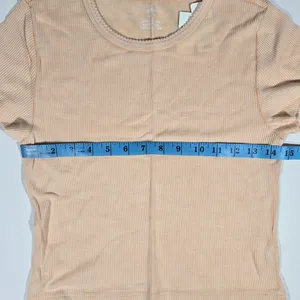 Aerie Womens Waffle Knit Crop Top Tee Peach Oversized M‎ NWT thumbnail 6