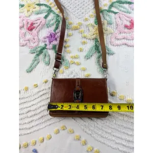 Etienne Aigner‎ Brown Leather Crossbody Wallet Bag 6500Q Cognac Silver Buckle thumbnail 6
