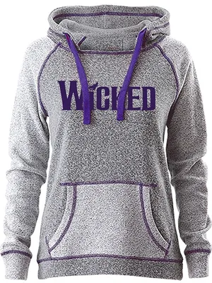 Wicked Musical Hoodie Womens Medium Gray Purple Logo Broadway Theater Lounge Top thumbnail 1