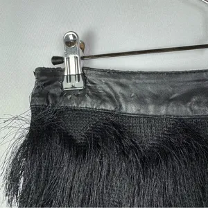 JOA Black Layered Fringe‎ Leather Waistband Flapper Mini Skirt XS thumbnail 5
