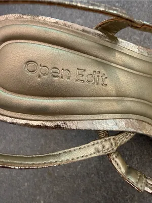 Open Edit Pia Slingback Sandal Gold Metallic Snake Print Block Heel Size 5.5 thumbnail 7