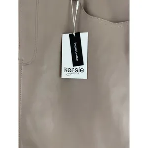 Kensie Jeans Taupe Beige Vegan Leather Mini‎ Skirt High Waist NWT 14 32 thumbnail 2