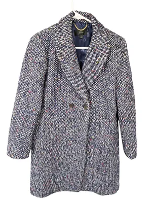 JCrew Daphne Italian Tweed Navy Coat Wool Blend Size 4 thumbnail 1