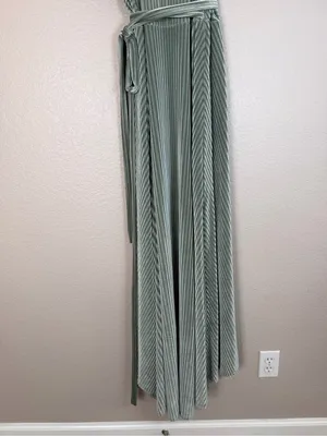 Baltic Born Andi Ribbed Velvet Wrap Maxi Dress size Medium Dusty Sage Green NEW thumbnail 13