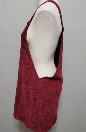 Asos En Creme burgundy corduroy pinafore dress size medium thumbnail 6