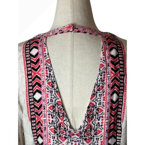 Free People Teagan Cut Out Mini Dress Women 6‎ Pink Geometric Boho Bell Sleeve thumbnail 6