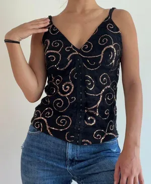 Jacaranda Metallic Black Gold Tank Top thumbnail 1