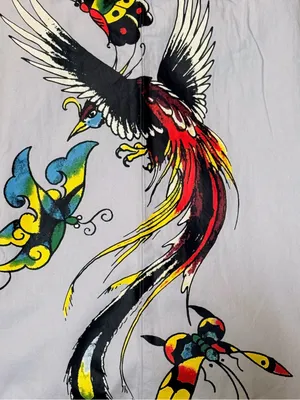 NWT Ed Hardy Drawstring Cargo Pants Grey Low Rise Butterflies Phoenix Graphic M thumbnail 12