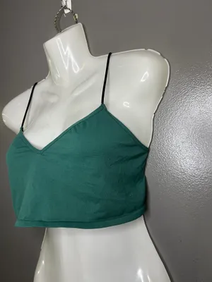 Intimately Free People Bralette Bra Womens Medium Green V Neck Wireless Crop Top thumbnail 3