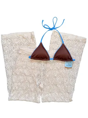 NWT Shade & Shore Crochet Cover Up Pants Set Boho Beach Vacation Medium thumbnail 10