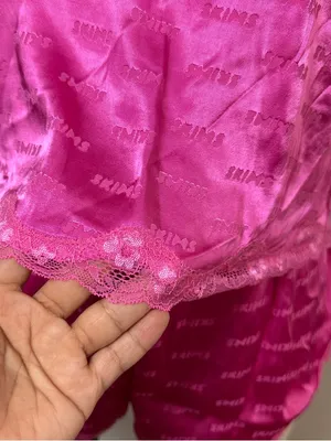 SKIMS Hot Pink Jacquard Lace PJ set size M thumbnail 7