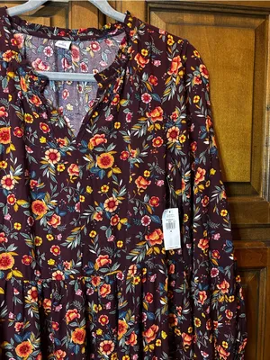 🌸OLD NAVY Floral Tiered Ditsy Midi Swing Dress Boho Size M thumbnail 5