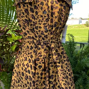 Donna Morgan Animal Print Button Up Belted Jumper Dress thumbnail 3