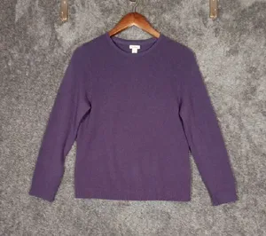 L.L. Bean Womens Crewneck Cashmere Purple Sweater Long Sleeve Size Medium thumbnail 1