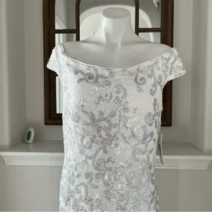 Eliza J. IVORY Off-the-Shoulder Dress Sequined Size 16, New w/Tag Retail $168 thumbnail 8